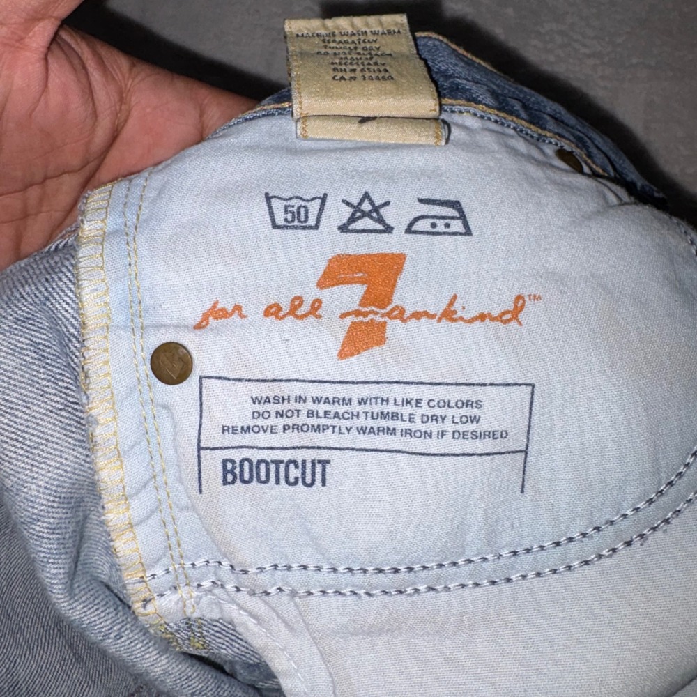 7 FOR ALL MANKIND Jeans Mens 30 Blue Bootcut Distressed USA T520061U-G-061U 29in - Picture 6 of 15